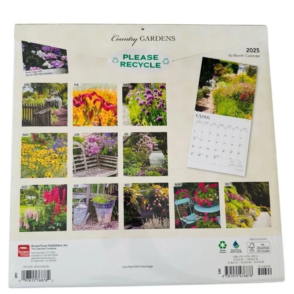 Browntrout Country Gardens 2025 12 x 12 Wall Calendar